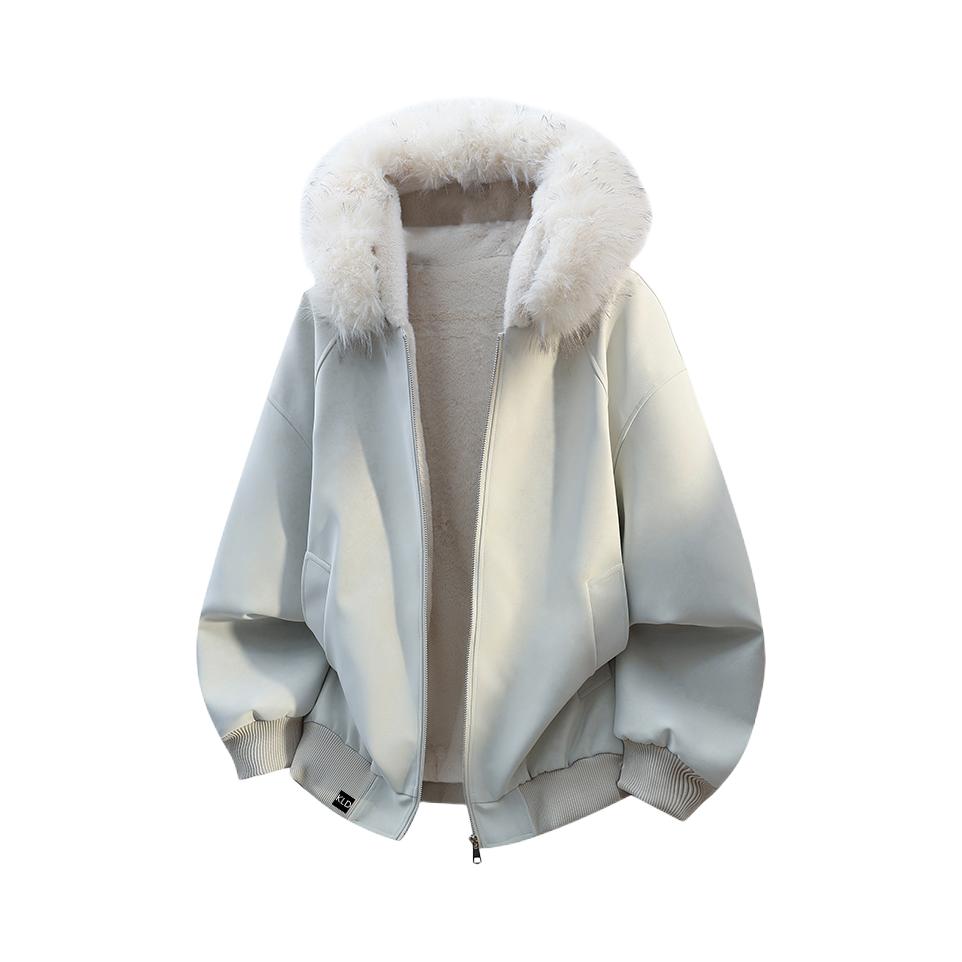 推荐商品：KEIRANDUN/凯兰登 加绒加厚麂皮绒连帽保暖长袖棉服 ADW-YMZ-KLD-DSA136-MY3588-A10 米杏