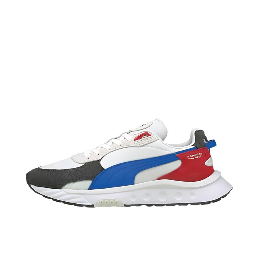 推荐商品：Puma/彪马 Wild Rider 运动休闲鞋 时尚复古舒适减震防滑耐磨轻便透气 白色/蓝色/红色