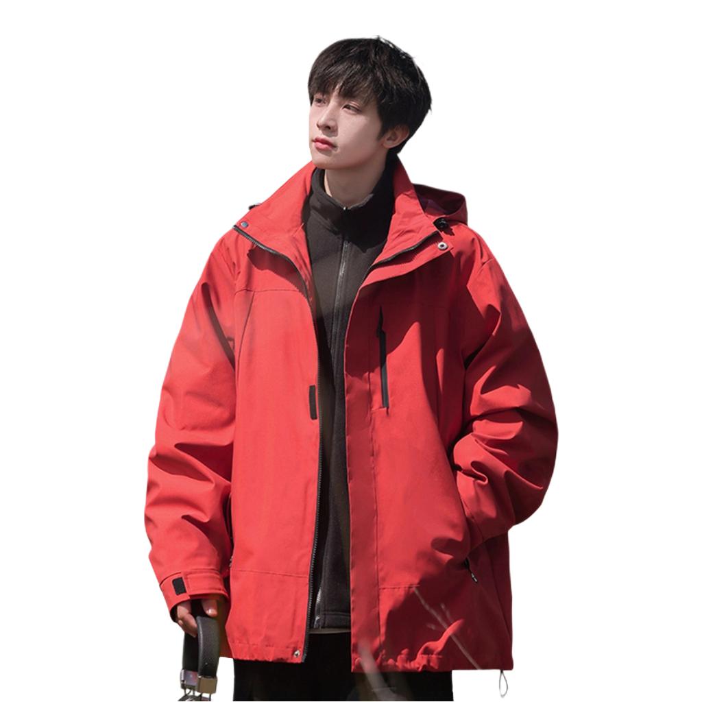 推荐商品：顶峰保罗 三合一抓绒内胆可拆卸机能多口袋冲锋衣 XYH-JK3519 朱雀红/三合一