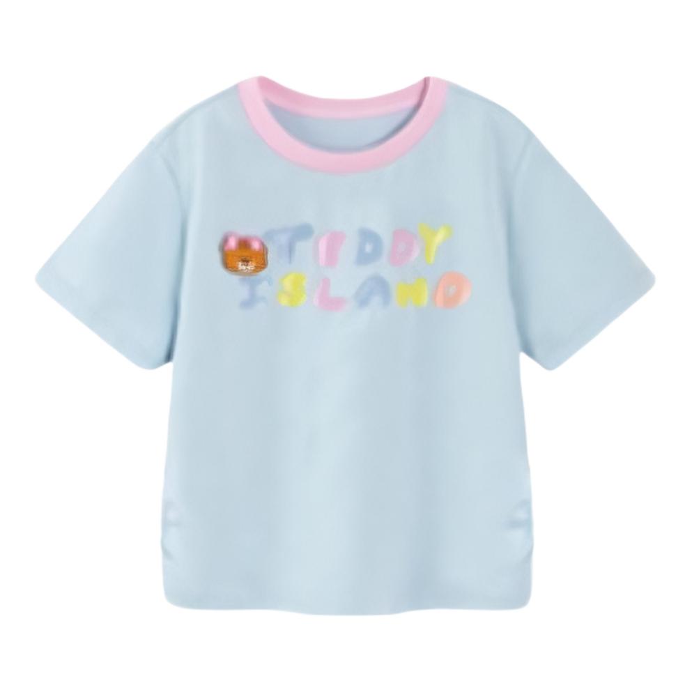 推荐商品：minibala/迷你巴拉巴拉童装 套头印花圆领短袖T恤 女中小童 231225117004 粉蓝