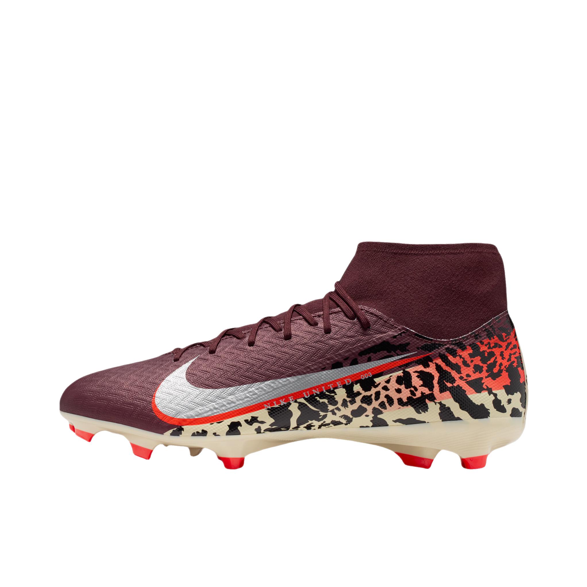 推荐商品：Nike Mercurial Superfly 10 Academy MG 足球鞋 中端胶质短钉硬场地防滑 鲜亮勃艮第酒红/金属银/大学红/化石灰