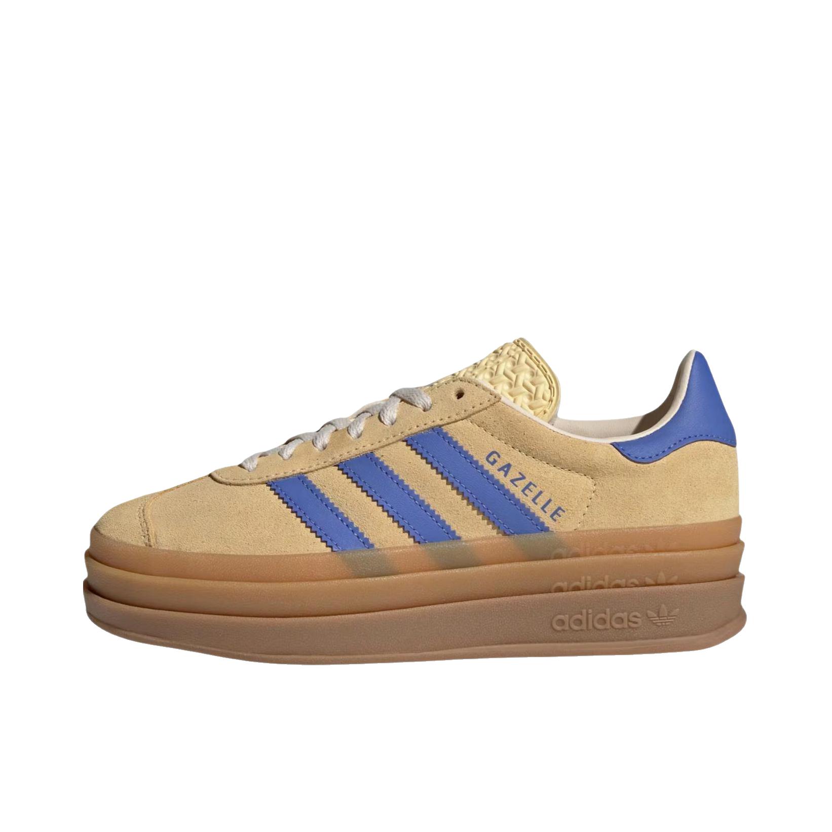 推荐商品：adidas Originals Gazelle Bold T头鞋 德训鞋 运动休闲鞋 经典厚底防滑耐磨贴合 大童/米色/蓝色