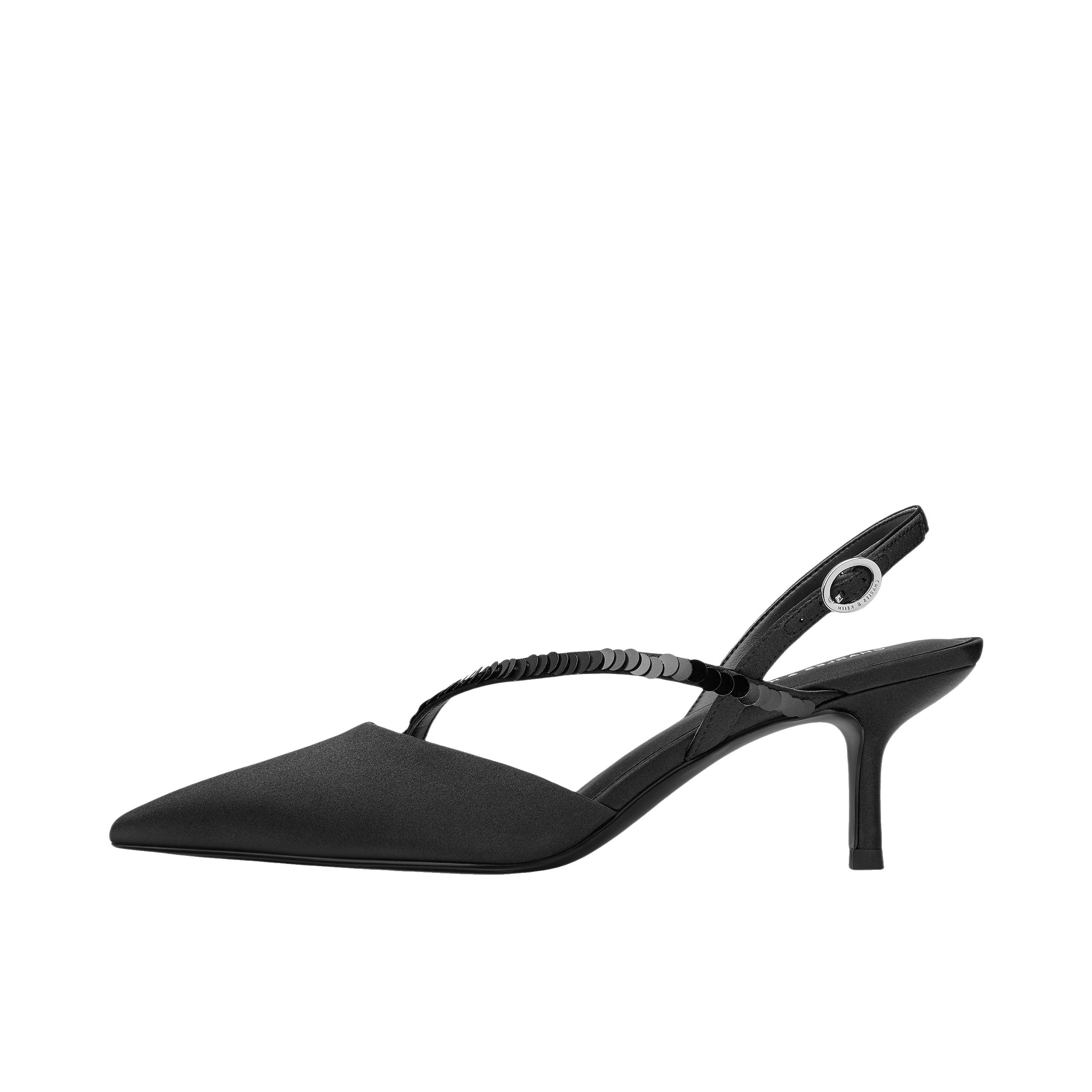 推荐商品：CHARLES&KEITH 高跟鞋 优雅尖头百搭时尚 CK1-61720268 黑色纹理