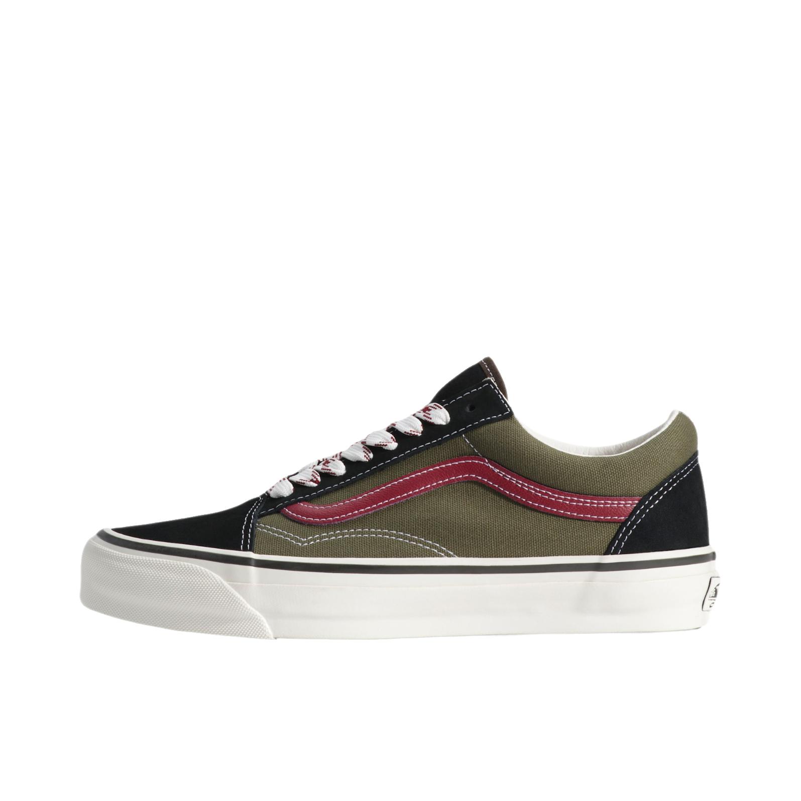 推荐商品：Vans/范斯 Premium Old Skool 板鞋 复古百搭时尚潮流防滑耐磨舒适低帮贴合 黑色/橄榄绿 