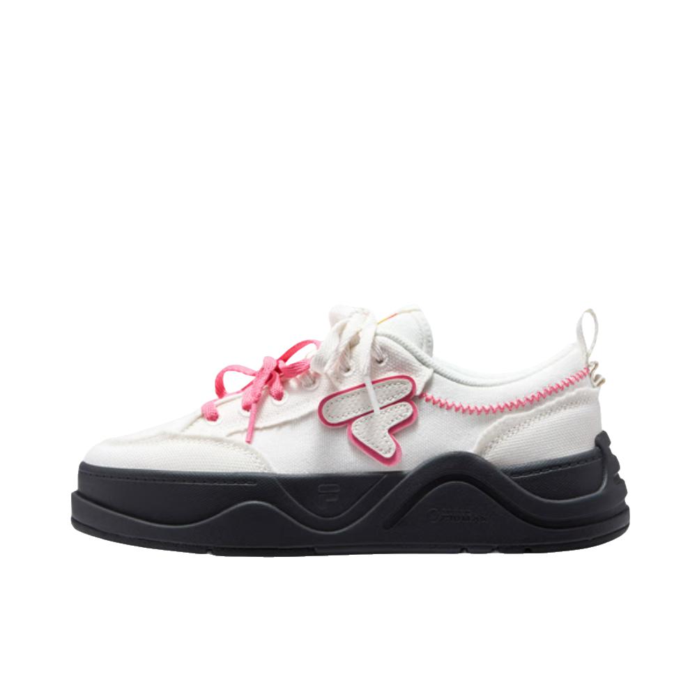 推荐商品：FILA/斐乐 50-50 DX II CVS 板鞋 运动厚底圆头 女款/雪白色/柠檬粉