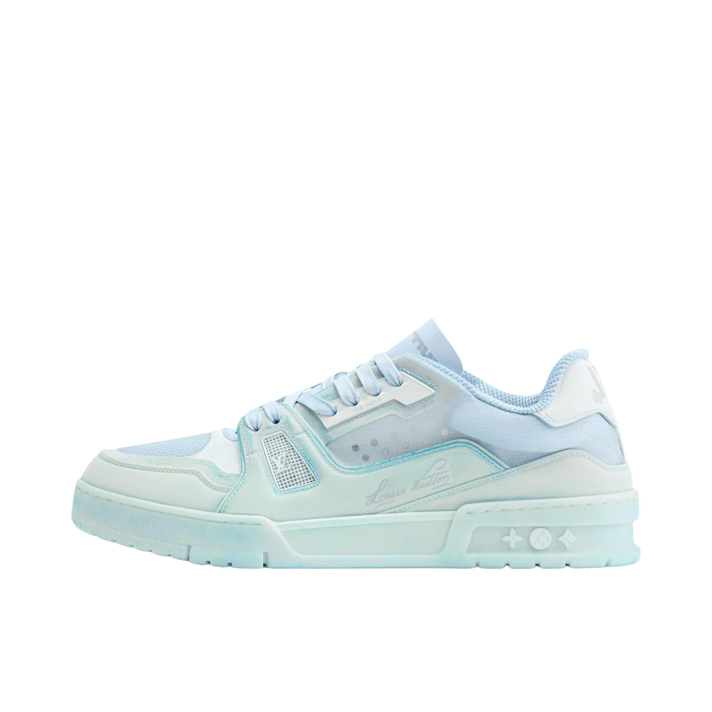 推荐商品：Louis Vuitton Trainer系列 时尚 牛皮 圆头 防滑 轻便 板鞋 浅蓝色/白色
