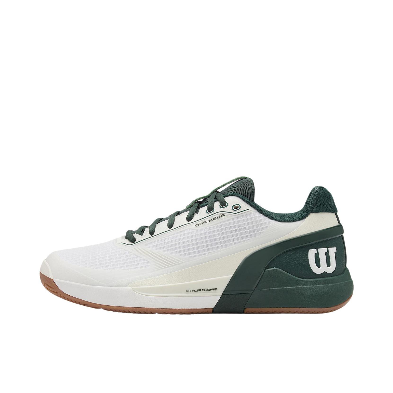 推荐商品：Wilson/威尔胜 RUSH 5 PRO 网球鞋 防滑耐磨简约百搭 白色/绿色/棕色