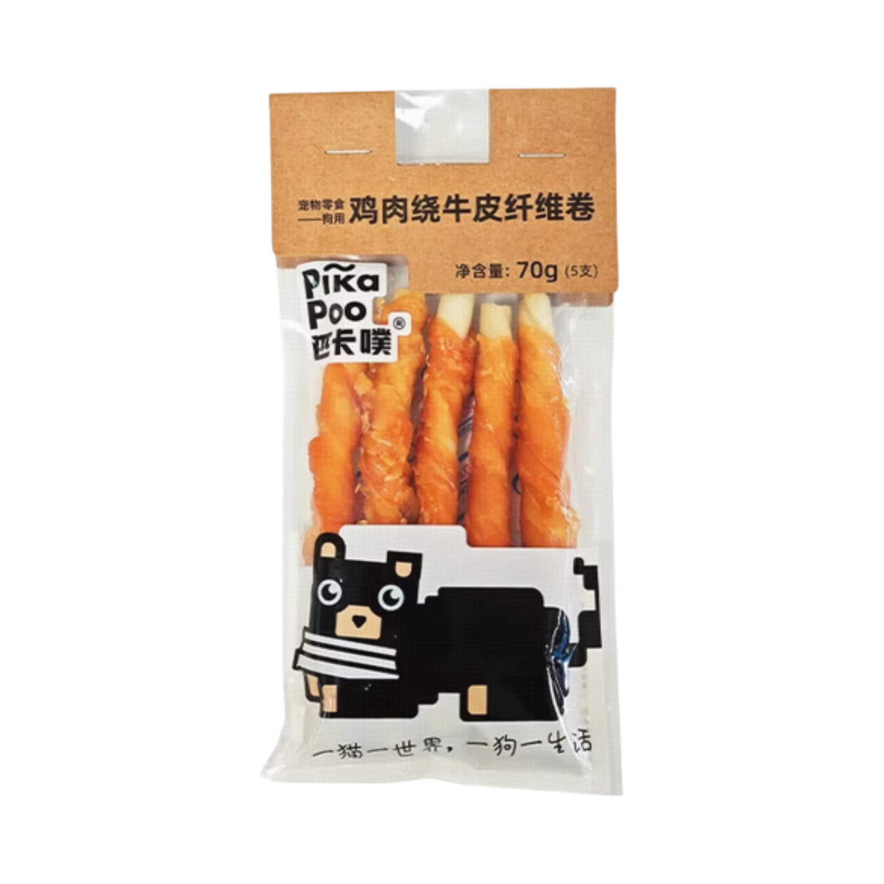 推荐商品：PikaPoo/匹卡噗 鸡肉绕牛皮 磨牙棒 狗零食解馋柔韧耐咬