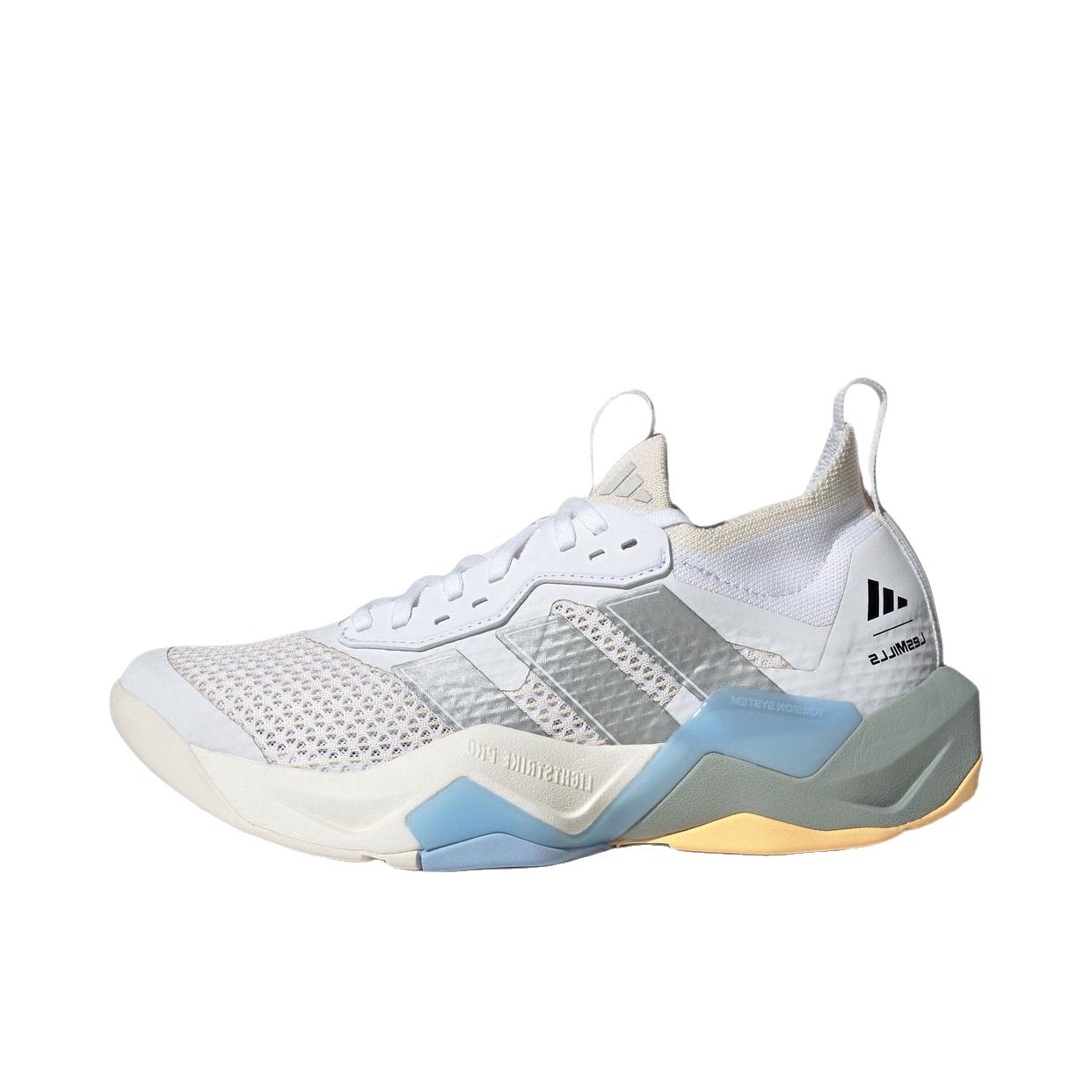 推荐商品：adidas Rapidmove Adv 2 百搭 防滑 耐磨 综合训练 缓震低帮 回弹训练鞋 女款/白色/金属银/亮光蓝