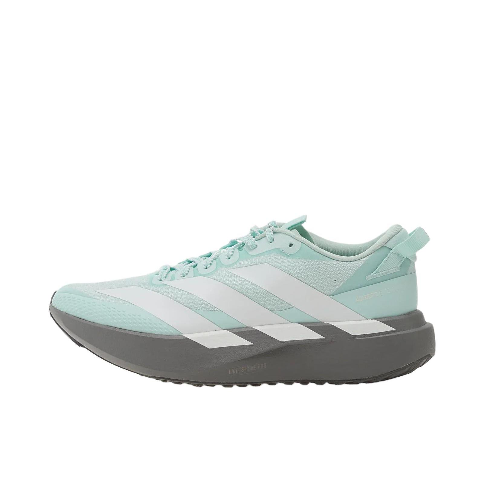 推荐商品：adidas ADIZERO EVO SL ATR 跑鞋 舒适百搭防滑耐磨防水回弹网布贴合支撑 蓝色/白色