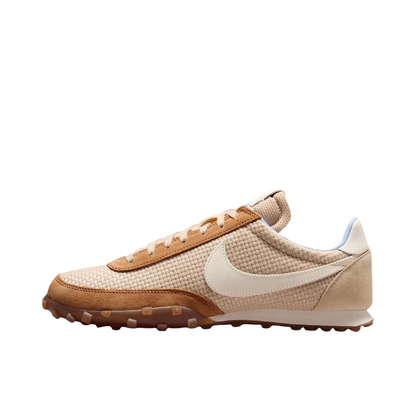 推荐商品：Nike Waffle Racer 跑鞋 防滑耐磨舒适透气织物运动绒面革 亚麻色/淡象牙白/浅英国棕褐/铝蓝色/醒目橙