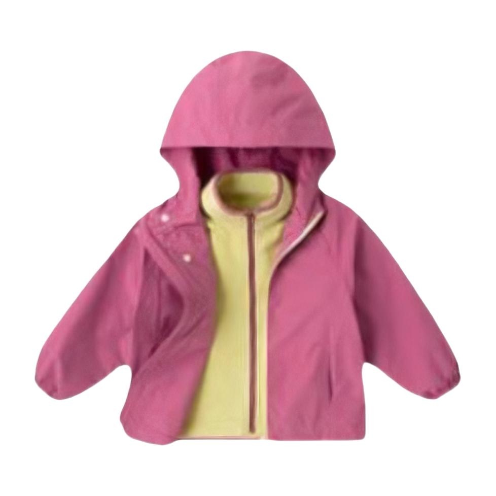 推荐商品：嘟嘟家童装 防风防水连帽冲锋衣 男中大童 T5CWT007 玫粉