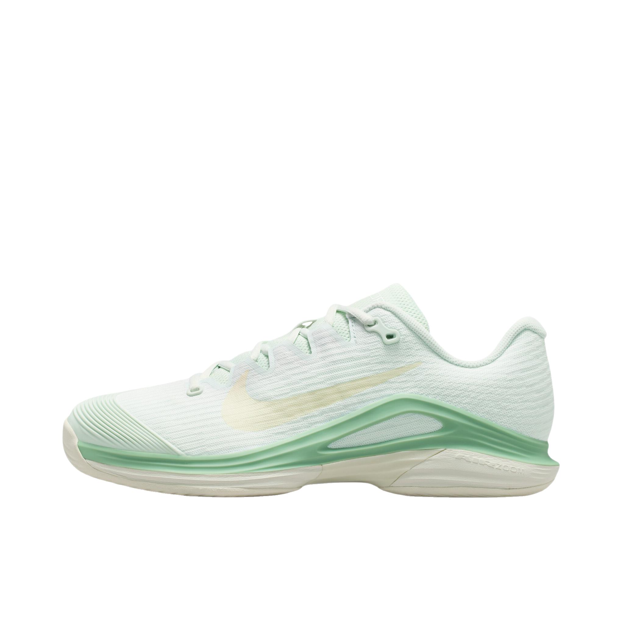 推荐商品：Nike Vapor 12 透气 缓震 支撑 硬地 网球鞋 微绿色/椰奶色/温和灰绿/海玻璃色