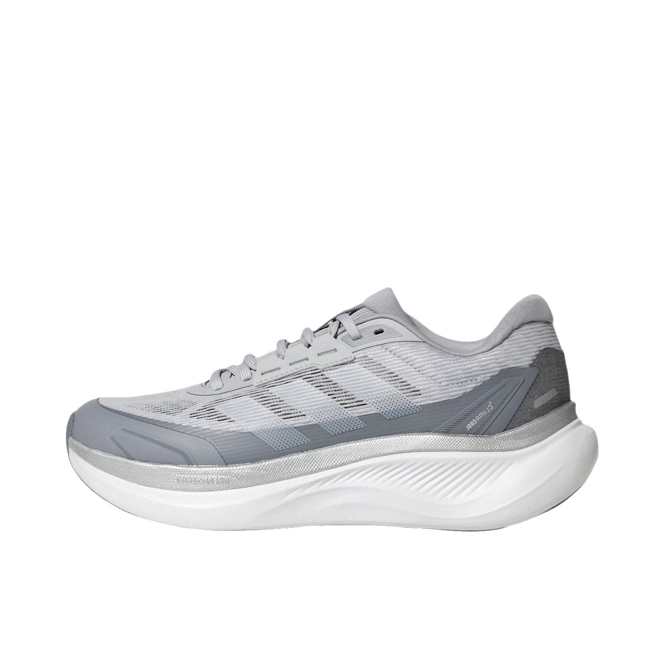 推荐商品：adidas DREAMCUSHION 跑鞋 防滑系带厚底贴合回弹稳定 固态灰/晶白色/淡灰色