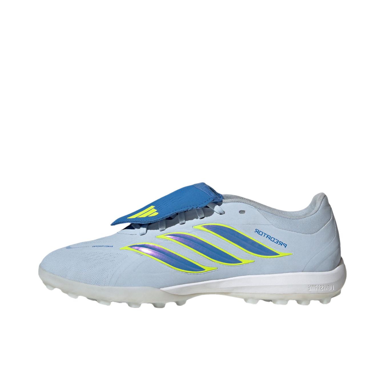 推荐商品：adidas 猎鹰26 PREDATOR PRO FT TF 足球鞋 次顶级人草室外硬地胶质碎钉贴合 晶蓝色/光线蓝/亮黄荧光