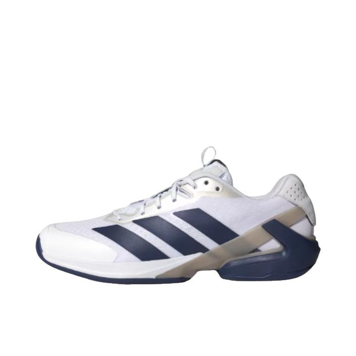 推荐商品：adidas Adizero Ubersonic 5 防滑 耐磨 贴合 低帮 平跟 网球鞋 白色/深蓝色/金属银 