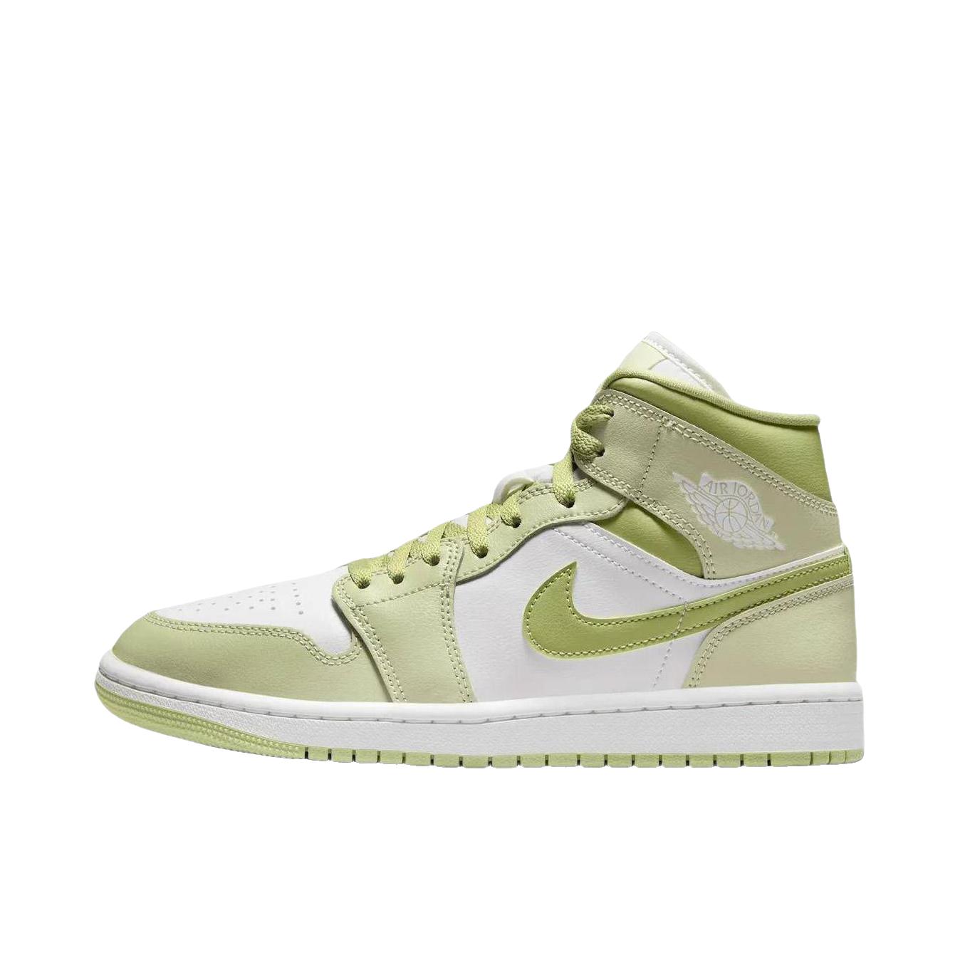 推荐商品：Air Jordan 1 板鞋 运动休闲鞋 复古潮流支撑合成革 中帮/女款/白色/绿色