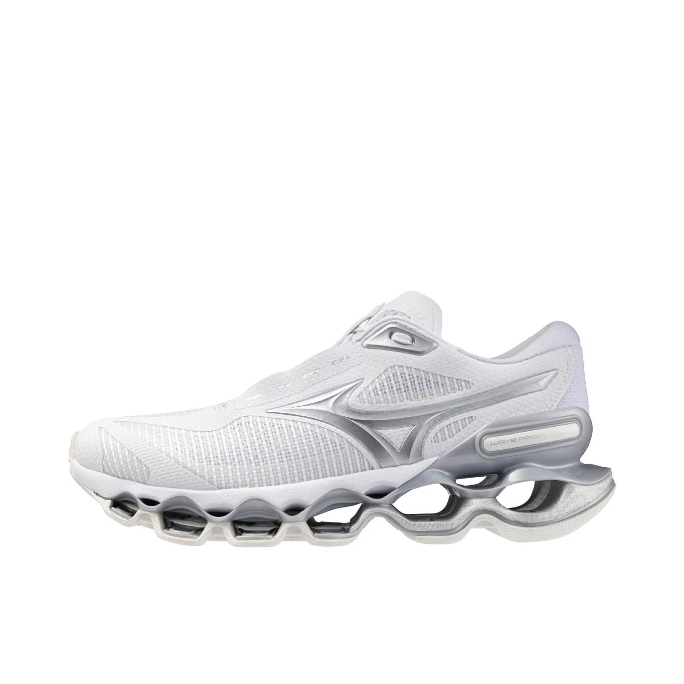 推荐商品：Mizuno/美津浓 Wave Prophecy 15 跑鞋 减震耐磨透气贴合 银色/白色