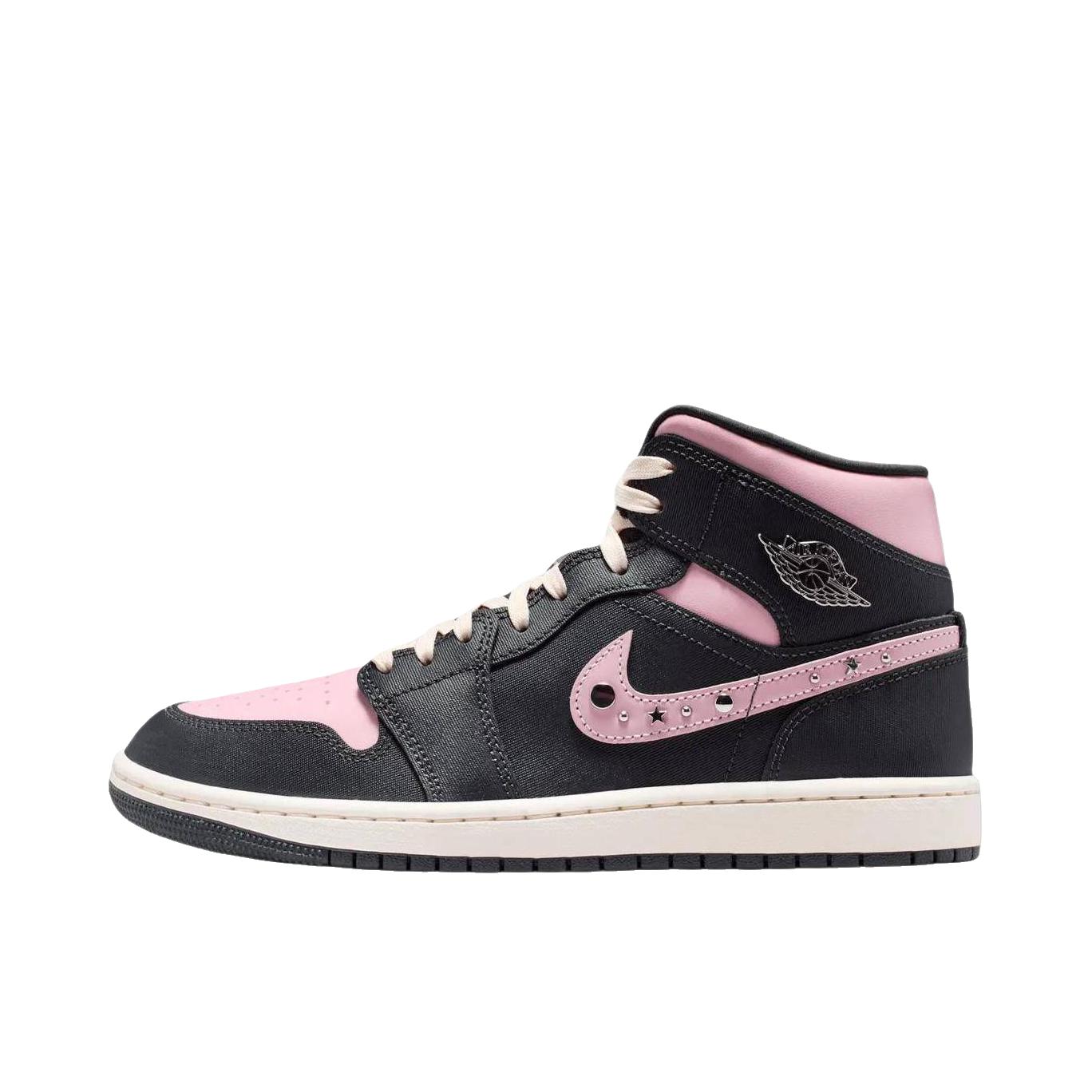 推荐商品：Air Jordan 1 板鞋 运动休闲鞋 复古潮流支撑合成革 中帮/黑色/粉色