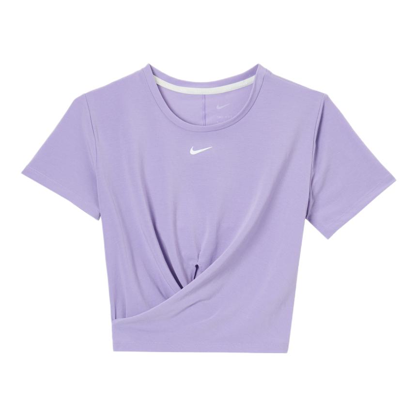 【吴艳妮同款】Nike Dri-FIT One Luxe扭结式速干透气高腰短款健身训练短袖T恤 女装 DD4922