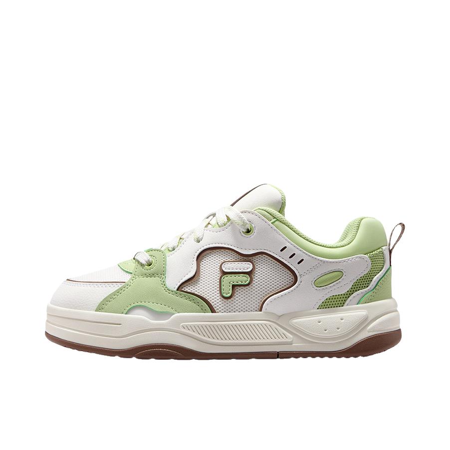 推荐商品：FILA/斐乐 FUSION BANK2 板鞋 网面厚底圆头轻便 女款/香雪白/百合绿