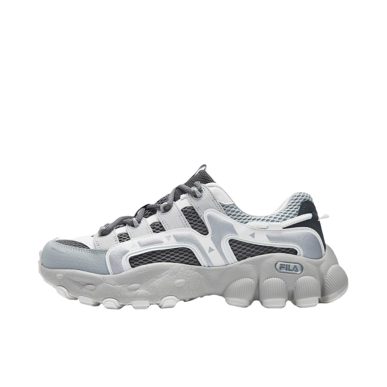 推荐商品：【易烊千玺同款】 FILA/斐乐 PILA 老爹鞋 个性复古运动风休闲 锡灰色/太空银 