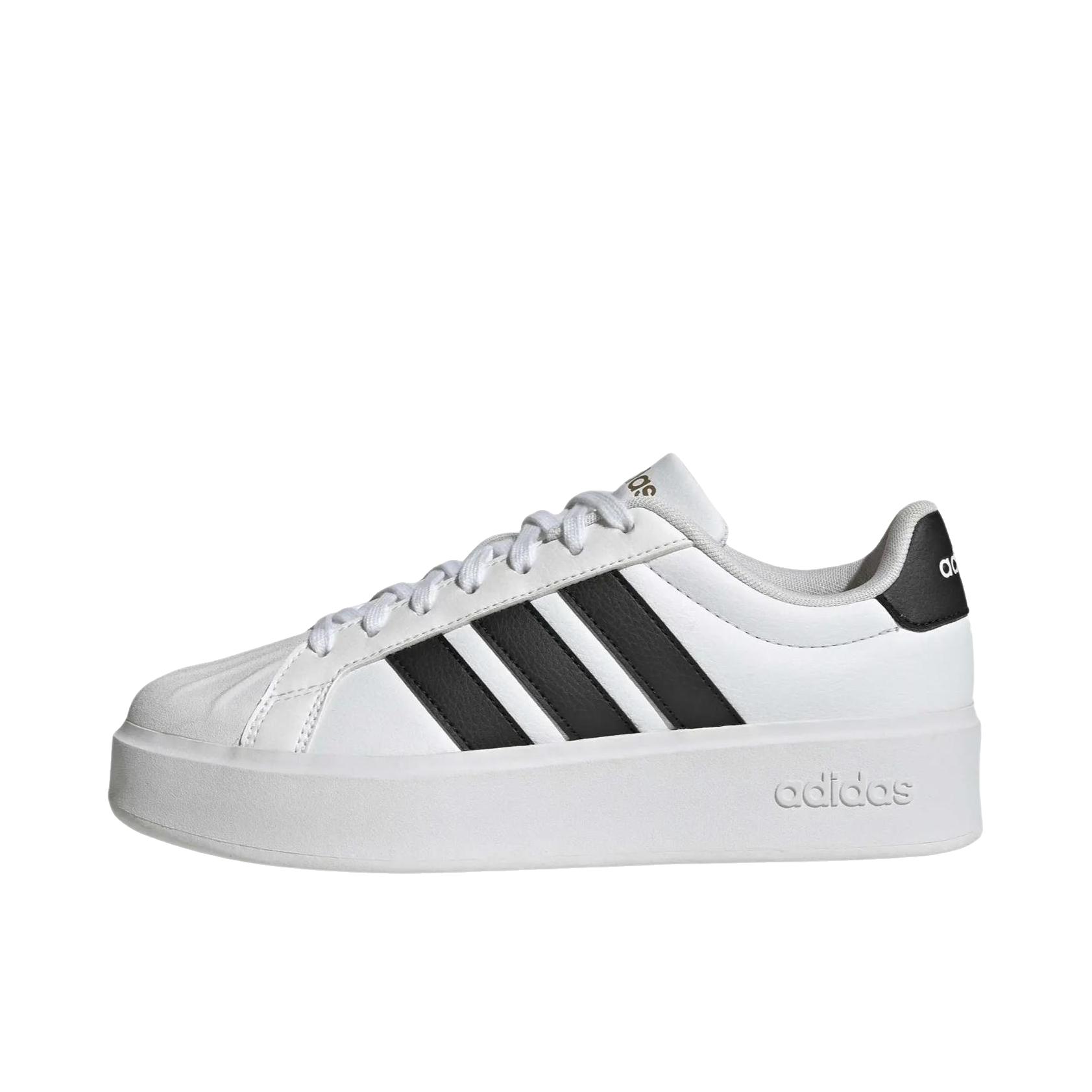 推荐商品：adidas STREETTALK 板鞋 休闲运动舒适合成革贴合圆头 奶白色