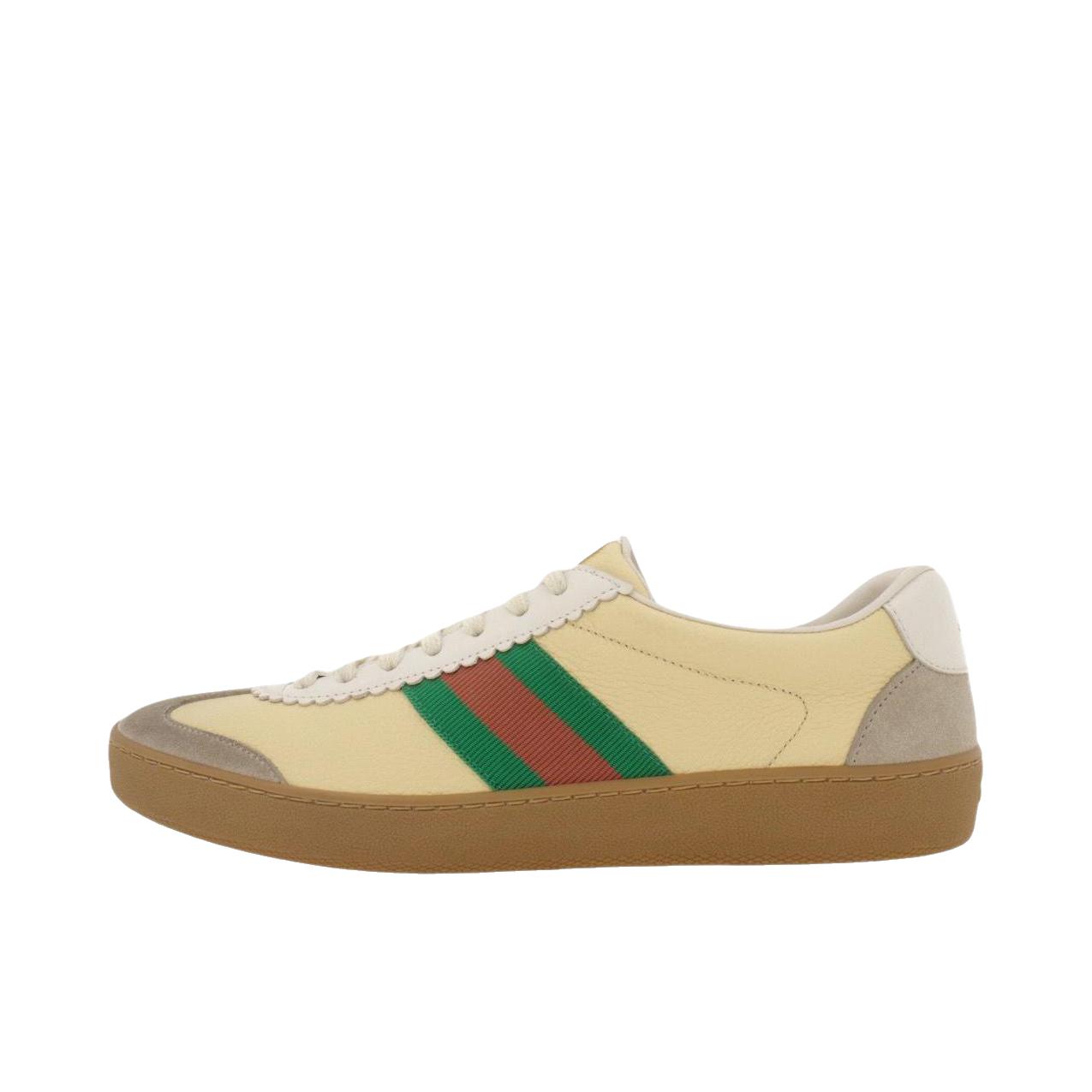 推荐商品：Gucci Ace 板鞋 德训鞋 时尚舒适休闲运动拼接织带牛皮圆头 女款/黄色
