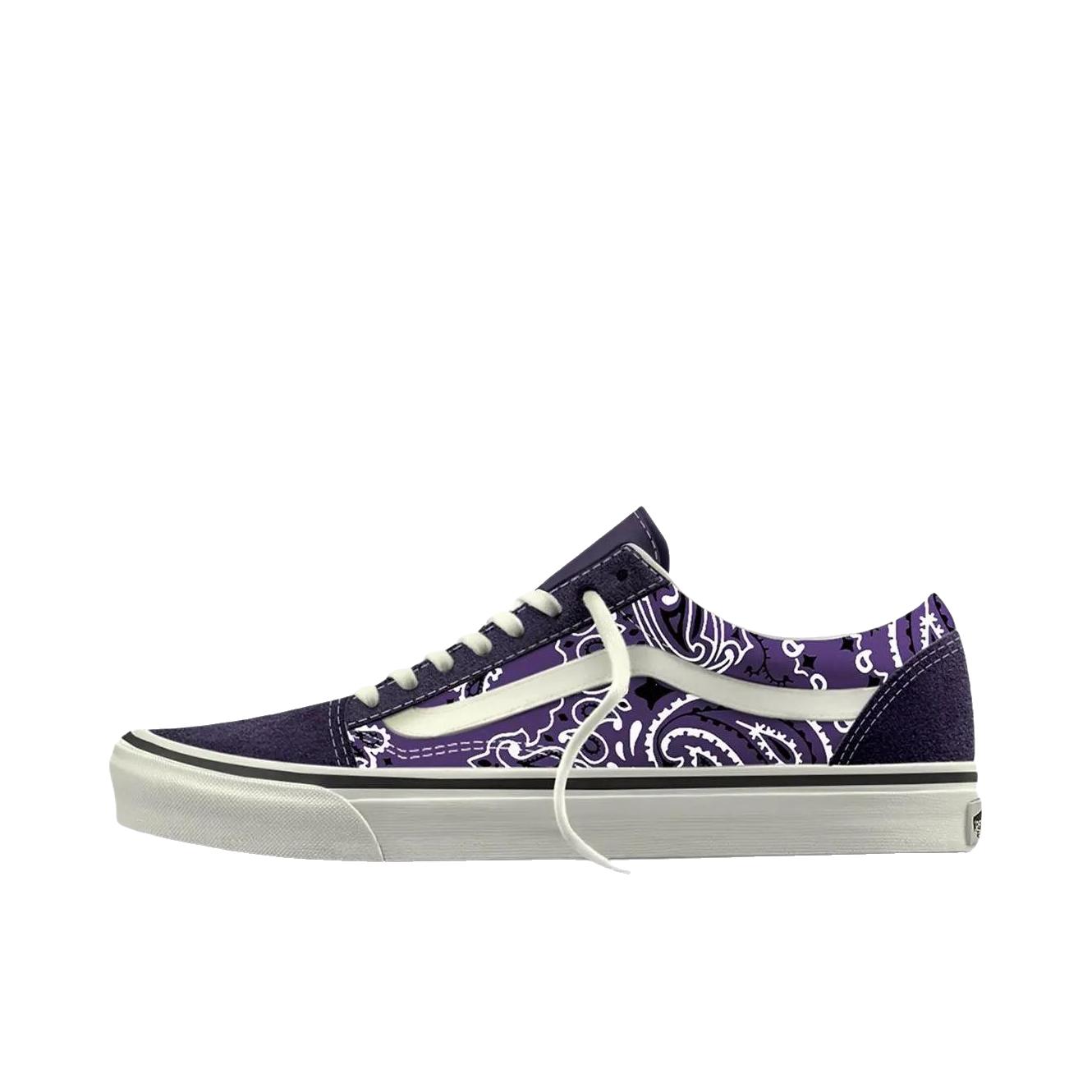 推荐商品：Vans/范斯 Old Skool 滑板鞋 板鞋 轻便防滑复古舒适经典 紫色/珍珠白