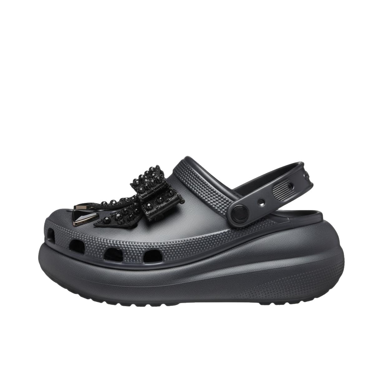 推荐商品：Crocs/卡骆驰 Classic Crush Clog 泡芙 包头 防水运动 增高 洞洞鞋 凉鞋 女款/神秘黑