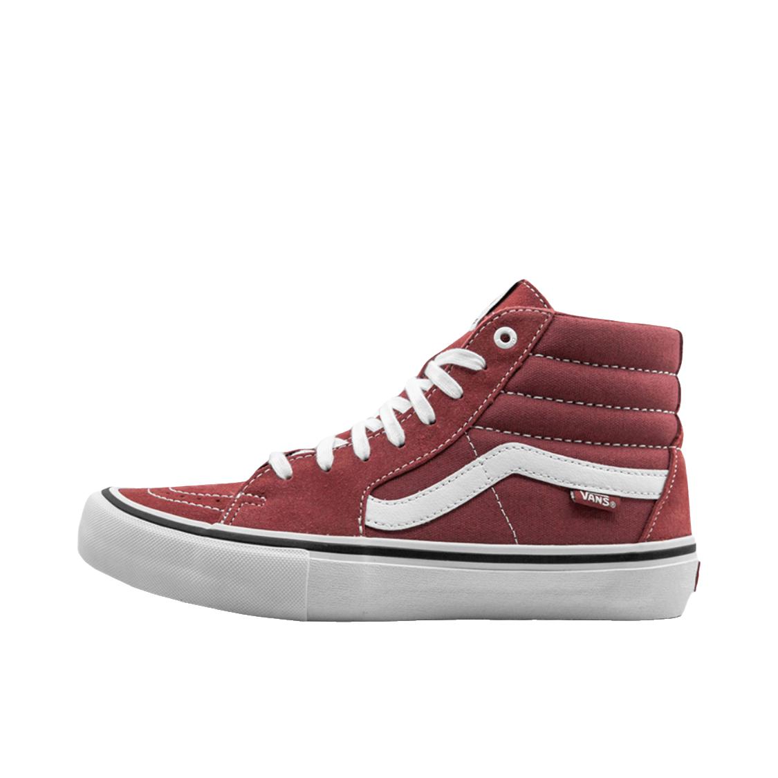 推荐商品：Vans/范斯 SK8-Hi 板鞋 潮流经典拼接复古街头厚底 酒红色/珍珠白