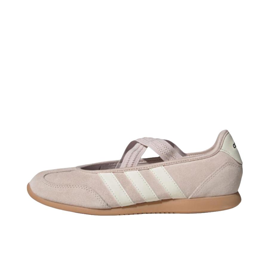 推荐商品：adidas BARREDA MARY JANE 运动休闲鞋 圆头舒适玛丽珍芭蕾风薄底T头鞋 淡芝麻紫粉/汉玉白/树脂黄