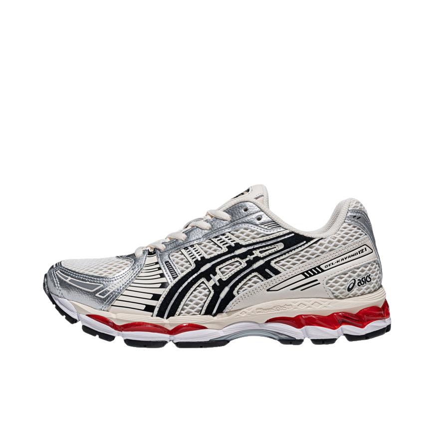 推荐商品：Asics/亚瑟士 Gel-Kayano 12.1 跑鞋 防滑低帮休闲圆头贴合支撑 米色/银色