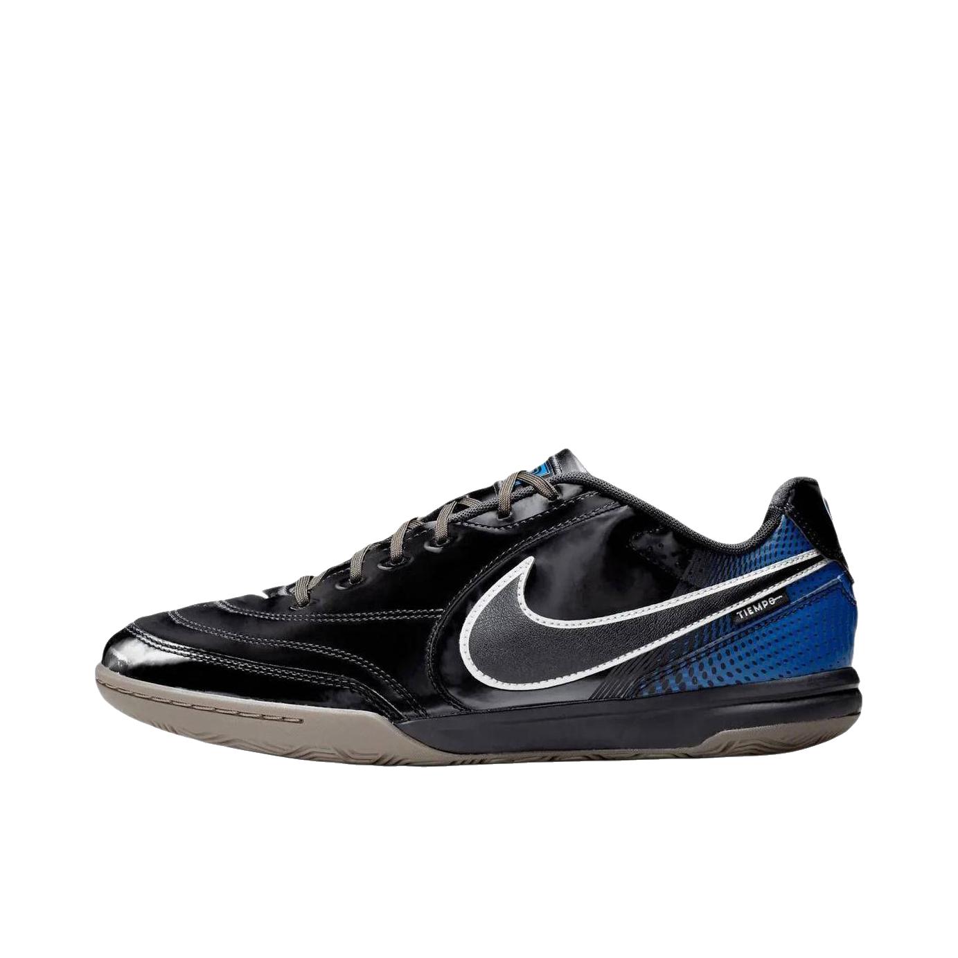 推荐商品：Nike Tiempo Streetgato LE IC 足球鞋 平底系带厚底圆头 黑色/蓝色