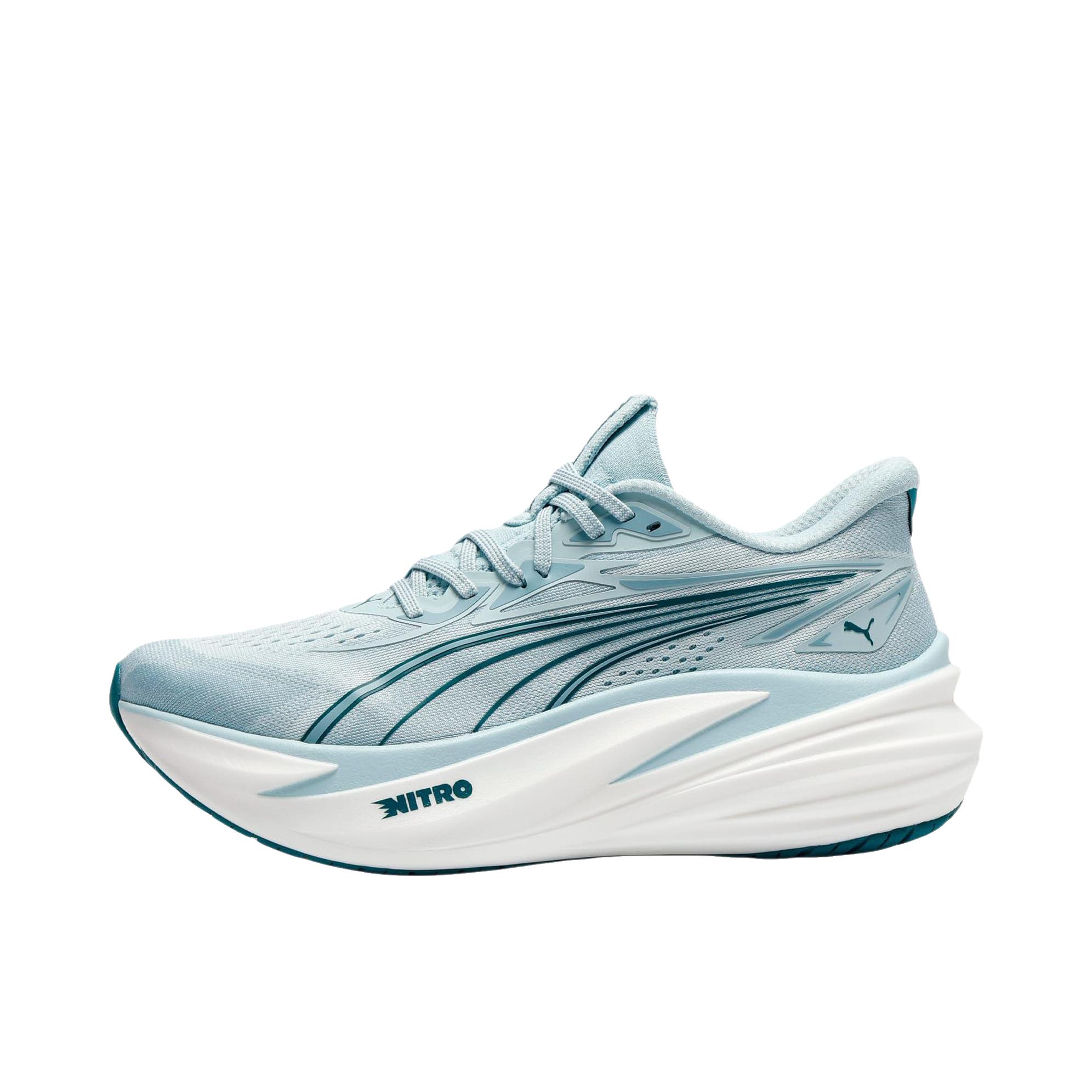 推荐商品：Puma/彪马 Magmax Nitro™ 2 跑鞋 柔软透气休闲厚底贴合回弹缓震防滑 蓝色/珍珠白
