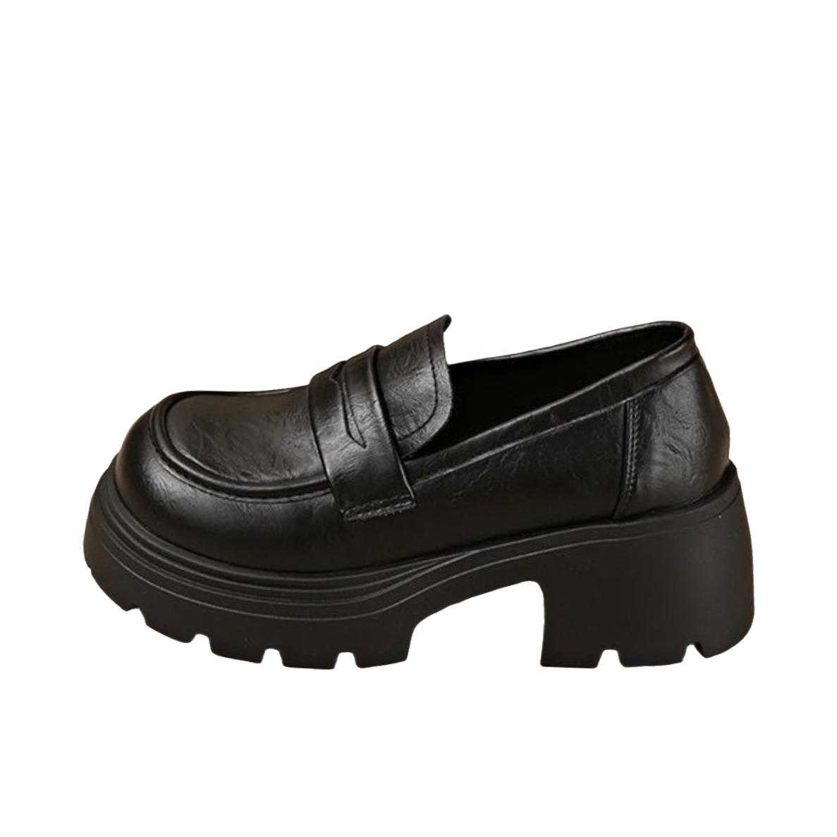 推荐商品：medd/名典 单鞋 防滑百搭英伦风增高 黑色