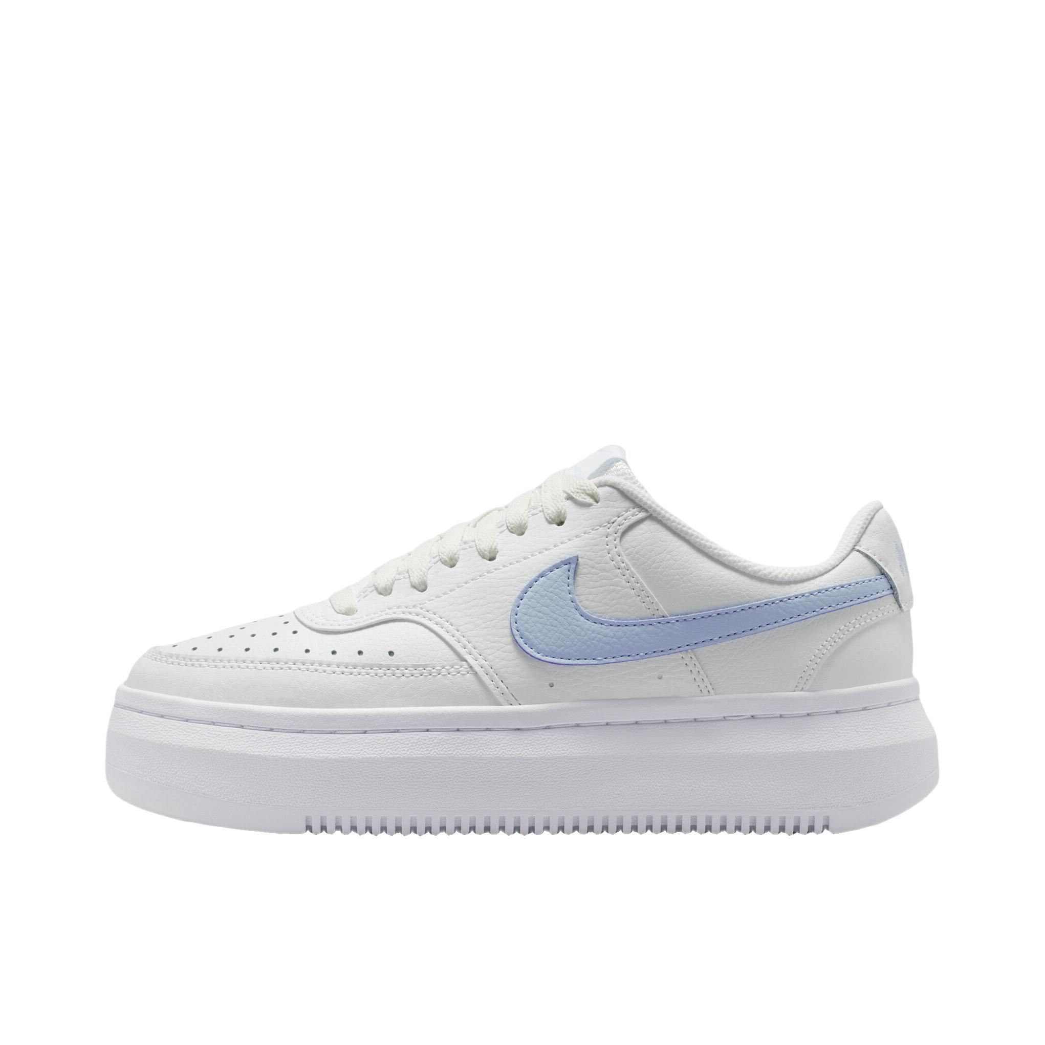 推荐商品：Nike Court Vision 1 Alta 板鞋 缓震舒适轻便耐磨厚底增高 山峰白/氢蓝色/白色