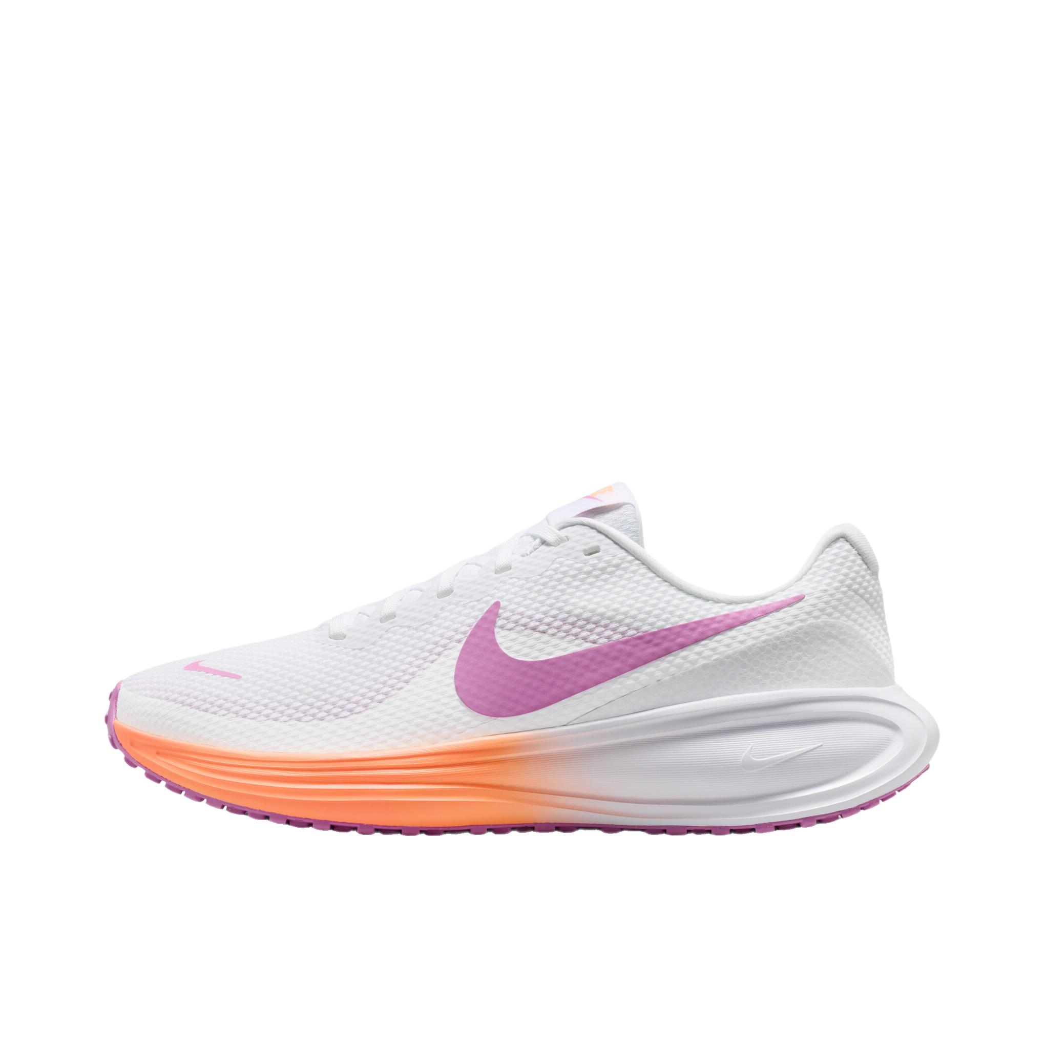 推荐商品：Nike Revolution 8 跑鞋 网布百搭防滑耐磨低帮缓震训练网面回弹轻便春夏支撑短跑贴合圆头 白色/浅品红/脉冲橙