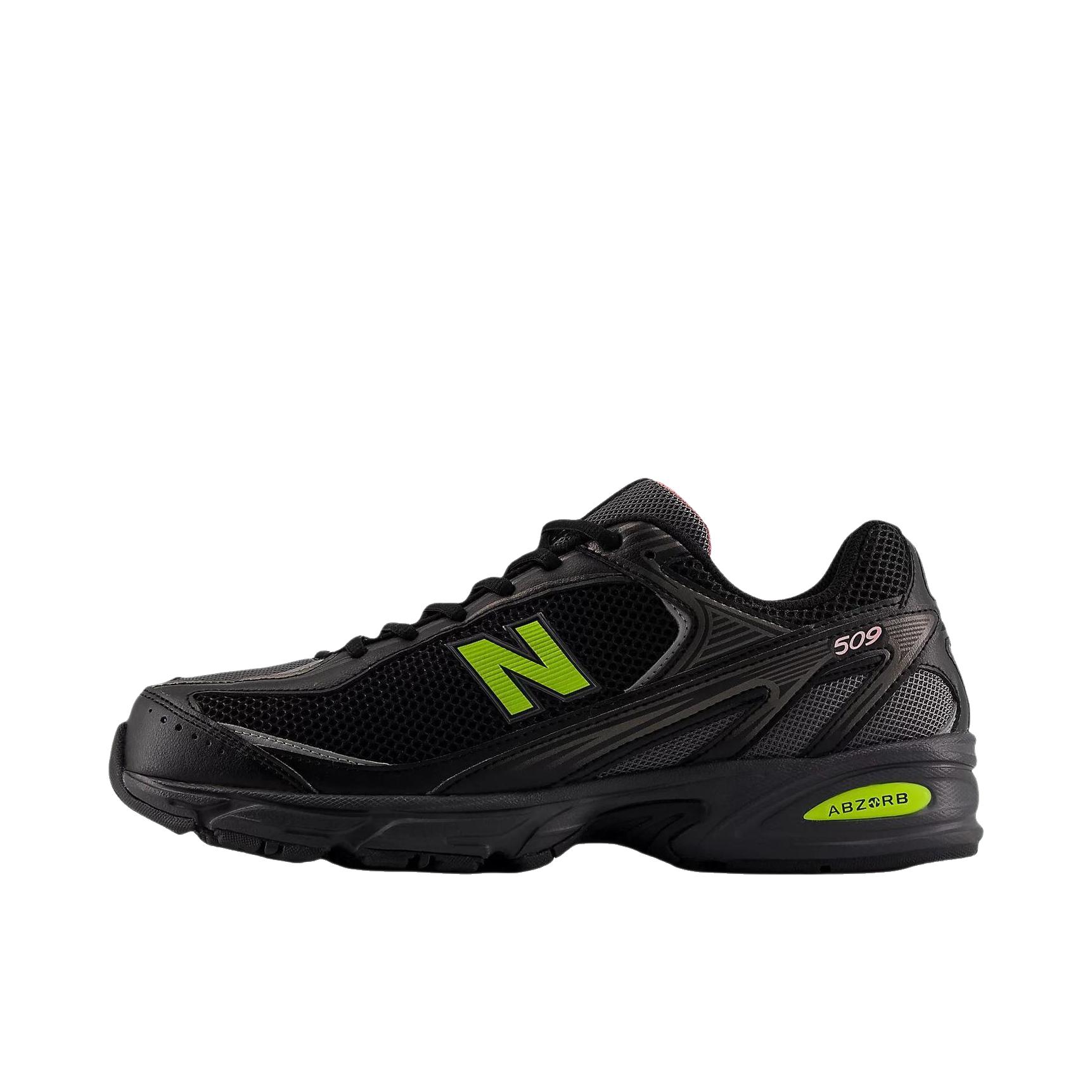 推荐商品：New Balance 509 跑鞋 防滑低帮休闲厚底贴合 D宽/黑色/荧光绿