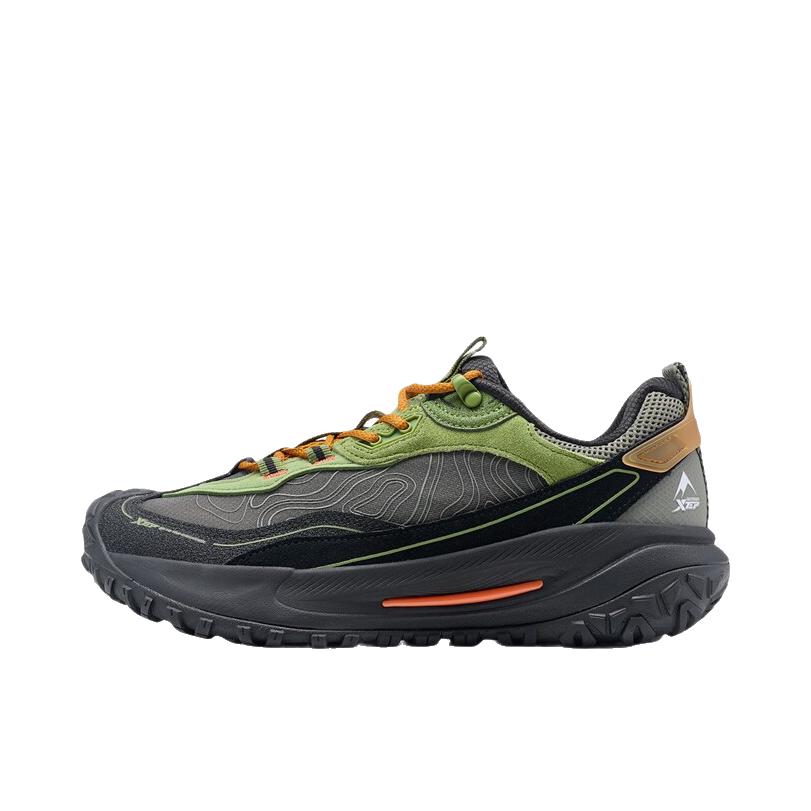 推荐商品：特步 飞石2.0v2 户外鞋 登山鞋 缓震运动低帮 云杉绿/青蒿绿/黑色