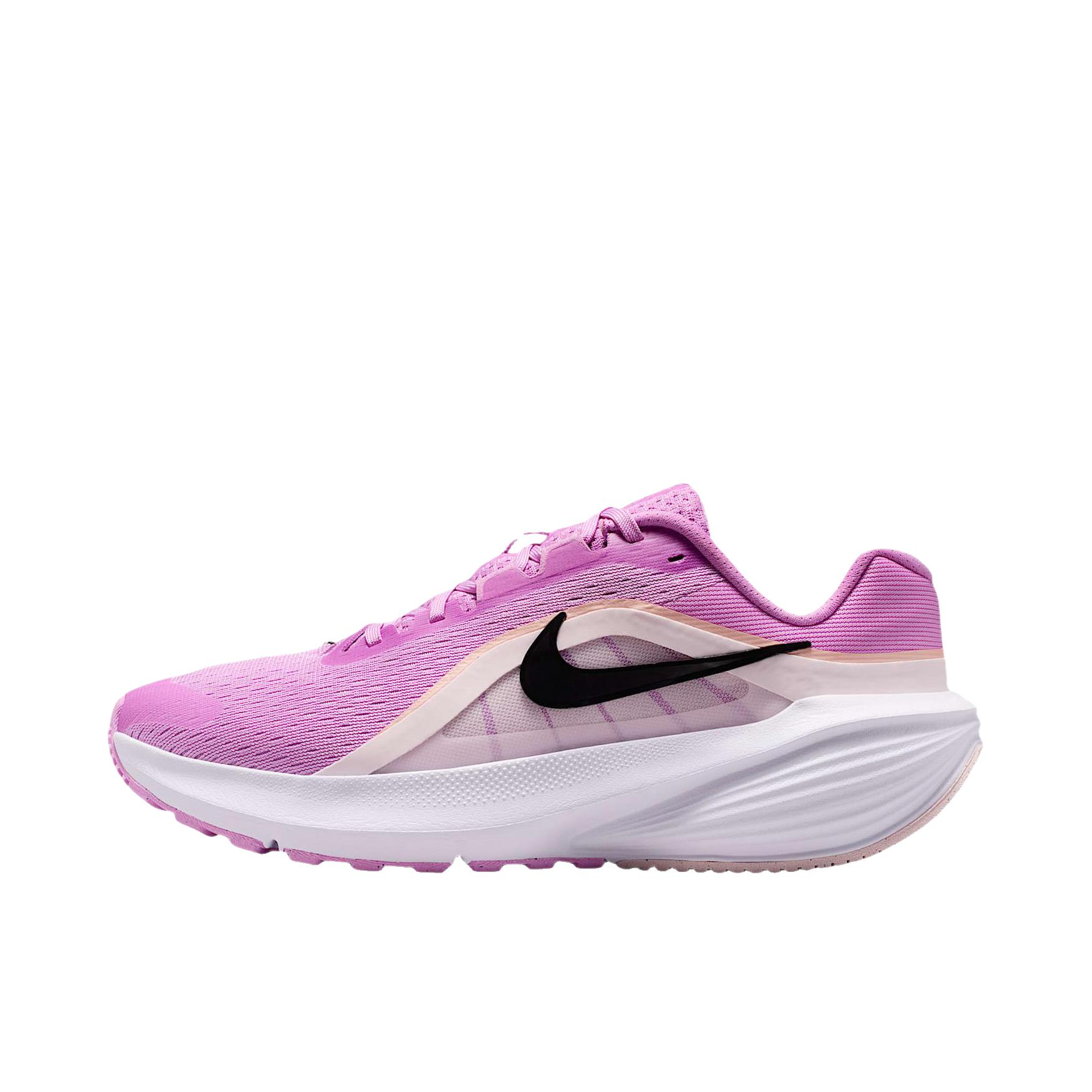 推荐商品：Nike Downshifter 14 跑鞋 时尚系带轻便透气回弹训练贴合缓震防滑 女款/粉色/珍珠白