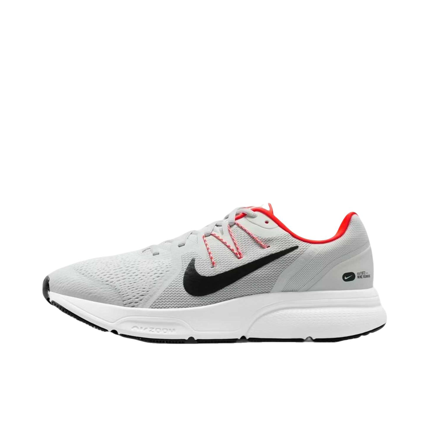 推荐商品：Nike Zoom Span 3 跑鞋 缓震回弹舒适轻便网面透气耐磨织物合成革日常跑 尘光子色/黑色/亮深红/浅烟灰/白色
