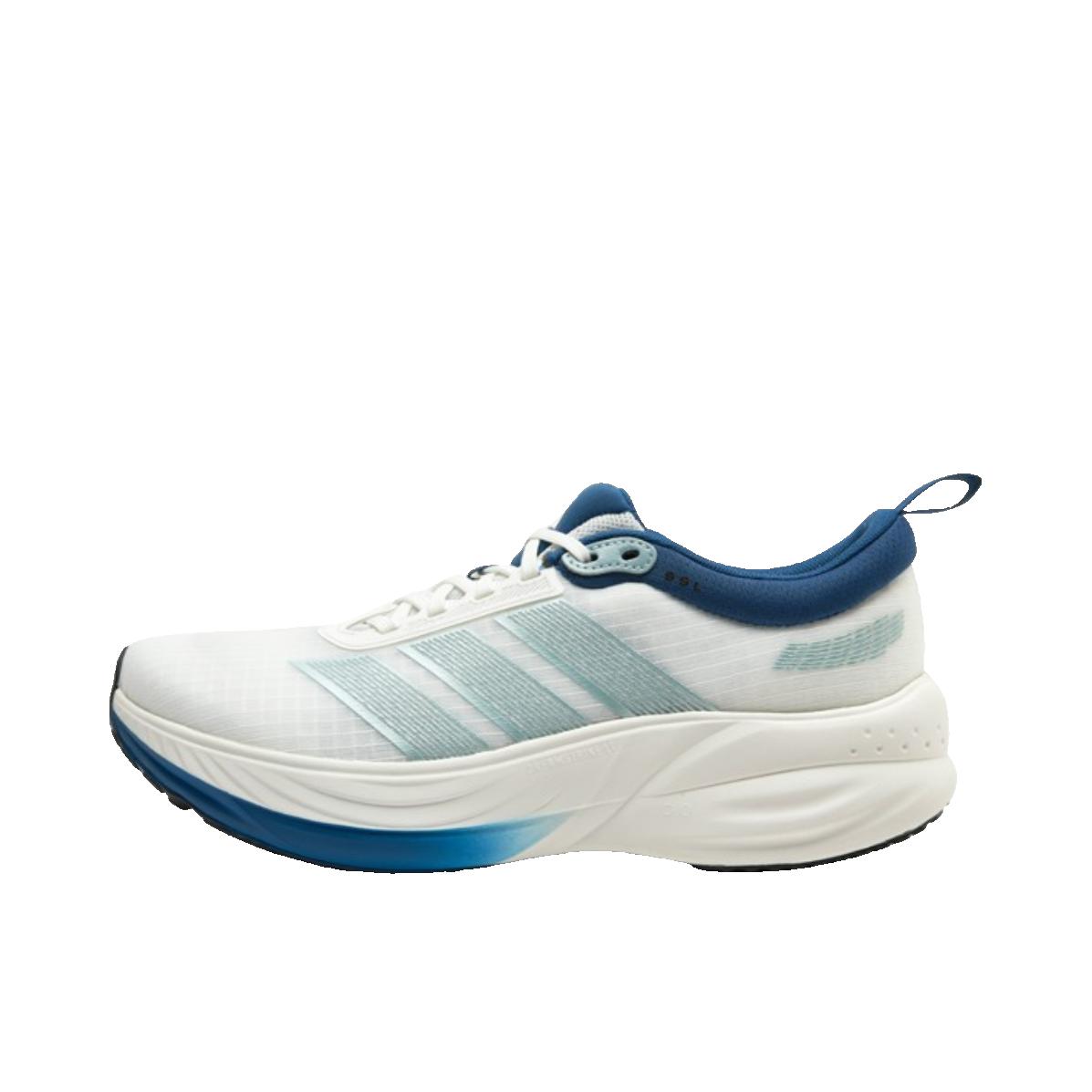 推荐商品：adidas CUSHION HALO 跑鞋 厚底缓震防滑回弹网布轻便秋冬 亮白色/混合沥青/蓝色/魔幻金属灰
