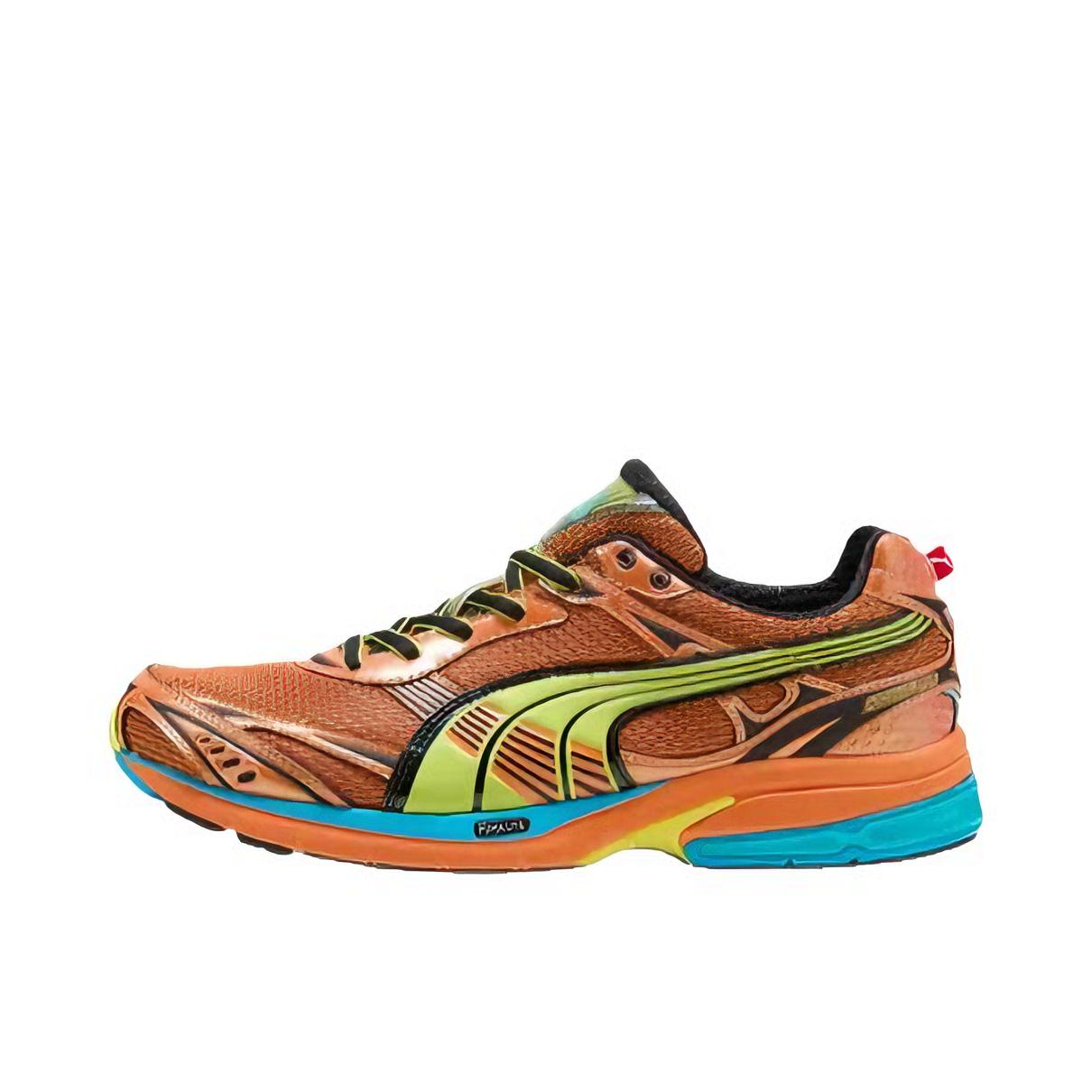 推荐商品：Puma/彪马 HOMURAOG+ 运动休闲鞋 复古透气网眼系带 火红色/柠檬黄