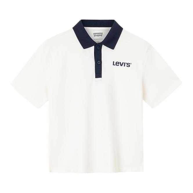 推荐商品：Levi's/李维斯童装 套头亲肤合身短袖Polo衫 男中大童 LV2522509 糖果白