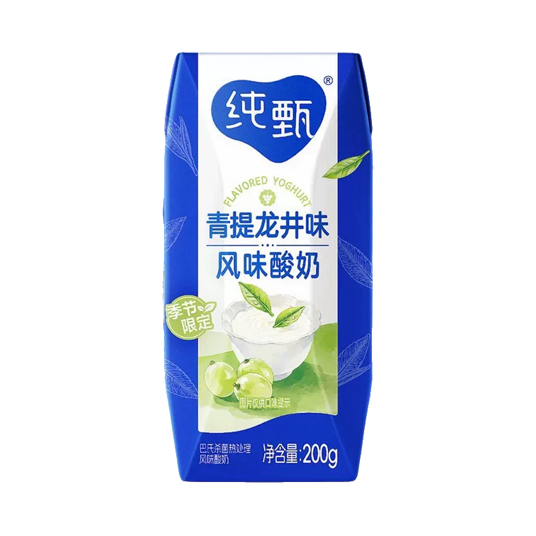 推荐商品：纯甄 季节限定 青提龙井味 200g 风味酸奶 盒装