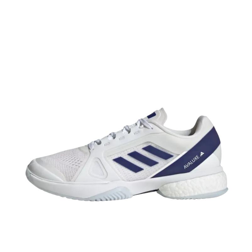 推荐商品：adidas Avaluxe 网球鞋 织物系带透气低帮 云白色/深蓝色