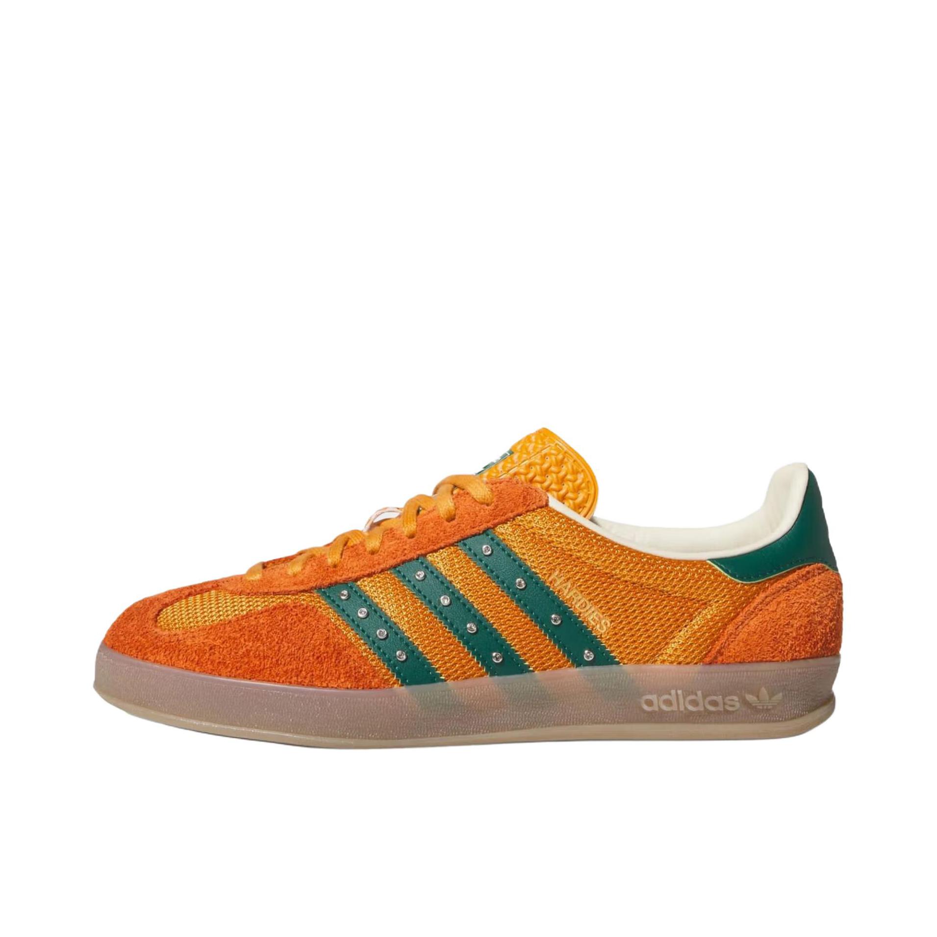 推荐商品：adidas Originals Gazelle Indoor T头鞋 德训鞋 板鞋 舒适缓震防滑耐磨绒面革复古 橙色/绿色