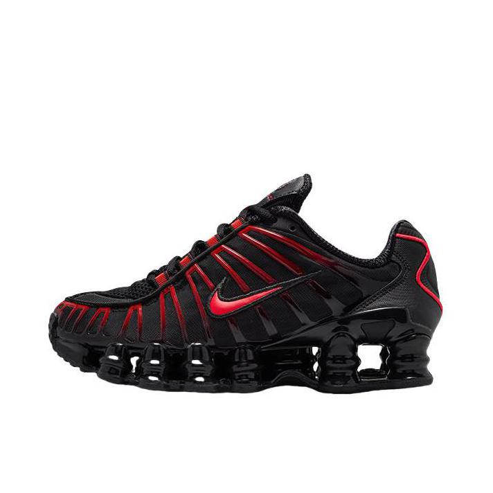 推荐商品：Nike Shox TL 运动休闲鞋 全掌气柱缓震回弹透气防滑耐磨百搭复古贴合圆头 大童/黑色/浅深红