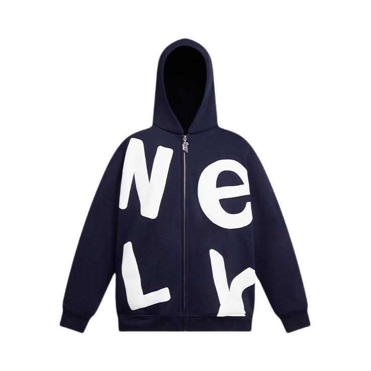 推荐商品：Nelly/小尼力 加绒情侣拉链连帽卫衣 深蓝